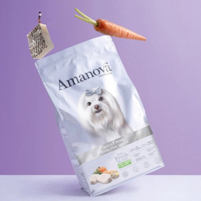 Amanova White Hair Special - Kornfrit voksen hundefoder til sm� hunde med hvid pels - 2 kg