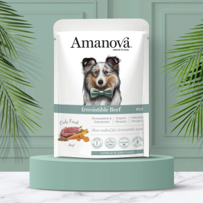 Amanova Saftig Okse - Kornfrit v�dfoder til voksne hunde - 300 g