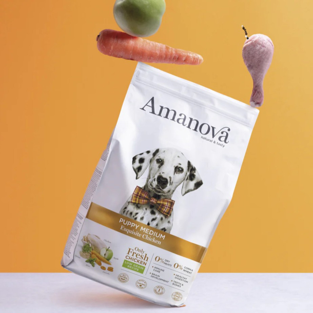 Amanova Uds�gt Kylling - Hvalpefoder til mellemstore hunde - 2 kg