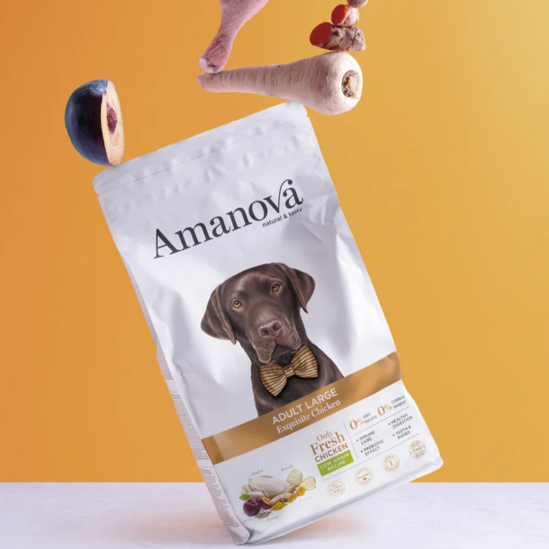 Amanova Uds�gt Kylling - Voksen hundefoder til store hunde - 12 kg