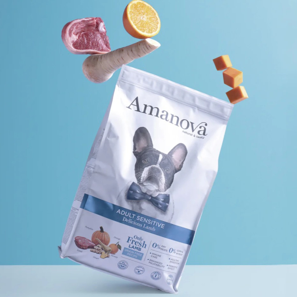 Amanova Velsmagende Lam - Kornfrit voksen hundefoder - 10 kg