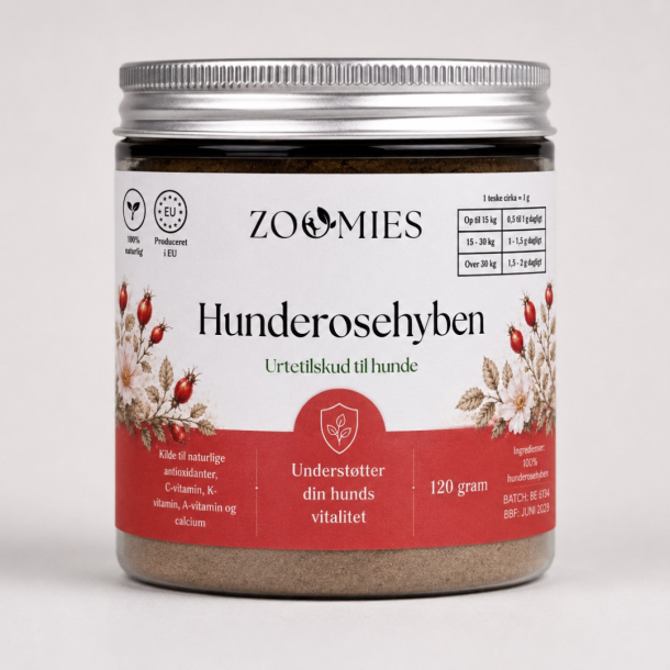 Zoomies Hunderosehyben - Underst�tter led og knogler - 125 g